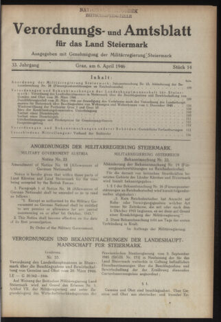 Verordnungsblatt der steiermärkischen Landesregierung 19460406 Seite: 1