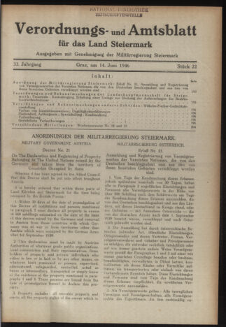 Verordnungsblatt der steiermärkischen Landesregierung 19460614 Seite: 1