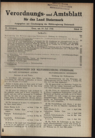 Verordnungsblatt der steiermärkischen Landesregierung 19460710 Seite: 1