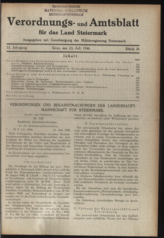 Verordnungsblatt der steiermärkischen Landesregierung 19460723 Seite: 1