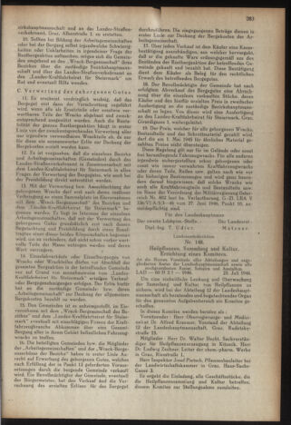 Verordnungsblatt der steiermärkischen Landesregierung 19460729 Seite: 11