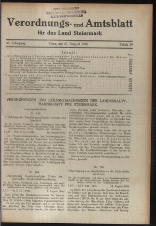 Verordnungsblatt der steiermärkischen Landesregierung 19460823 Seite: 1