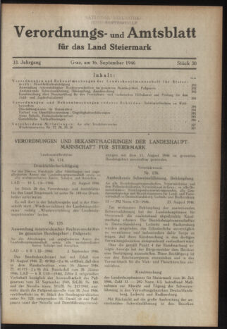 Verordnungsblatt der steiermärkischen Landesregierung 19460916 Seite: 1