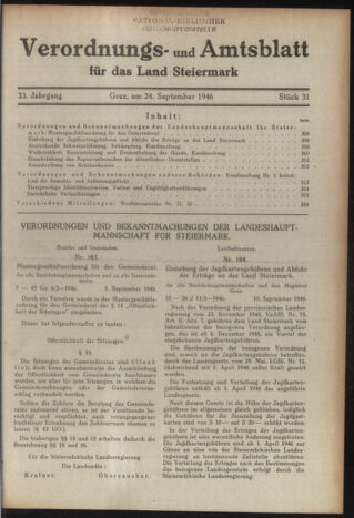 Verordnungsblatt der steiermärkischen Landesregierung 19460924 Seite: 1