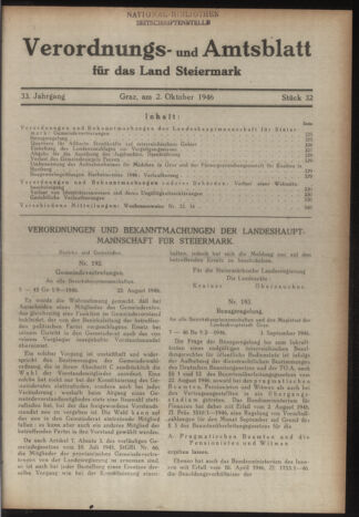 Verordnungsblatt der steiermärkischen Landesregierung 19461002 Seite: 1