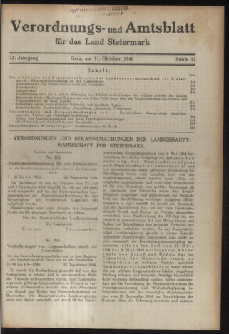 Verordnungsblatt der steiermärkischen Landesregierung 19461011 Seite: 1