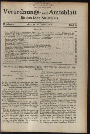 Verordnungsblatt der steiermärkischen Landesregierung 19461026 Seite: 1