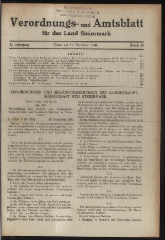 Verordnungsblatt der steiermärkischen Landesregierung 19461031 Seite: 1