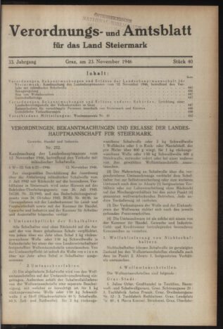 Verordnungsblatt der steiermärkischen Landesregierung 19461123 Seite: 1