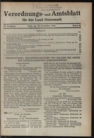 Verordnungsblatt der steiermärkischen Landesregierung 19461220 Seite: 1