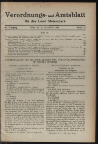 Verordnungsblatt der steiermärkischen Landesregierung 19461228 Seite: 1