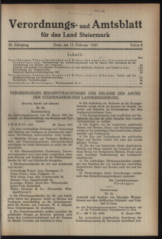 Verordnungsblatt der steiermärkischen Landesregierung 19470217 Seite: 1