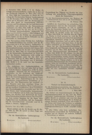 Verordnungsblatt der steiermärkischen Landesregierung 19470321 Seite: 5