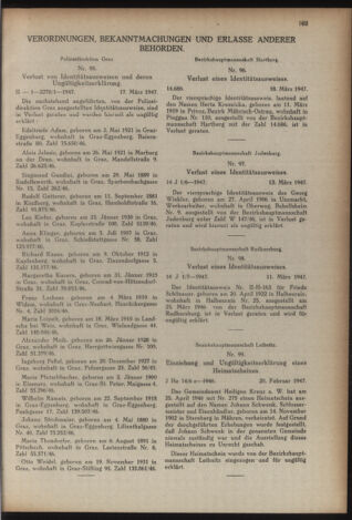 Verordnungsblatt der steiermärkischen Landesregierung 19470404 Seite: 3