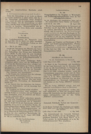 Verordnungsblatt der steiermärkischen Landesregierung 19470523 Seite: 5