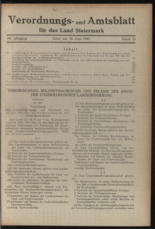 Verordnungsblatt der steiermärkischen Landesregierung 19470630 Seite: 1