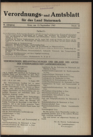 Verordnungsblatt der steiermärkischen Landesregierung 19470913 Seite: 1