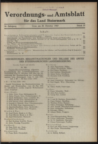 Verordnungsblatt der steiermärkischen Landesregierung 19471028 Seite: 1