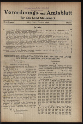 Verordnungsblatt der steiermärkischen Landesregierung 19480204 Seite: 1