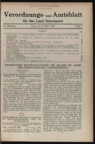 Verordnungsblatt der steiermärkischen Landesregierung 19480318 Seite: 1