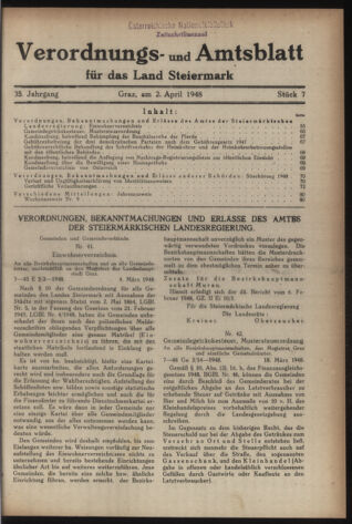 Verordnungsblatt der steiermärkischen Landesregierung 19480402 Seite: 1