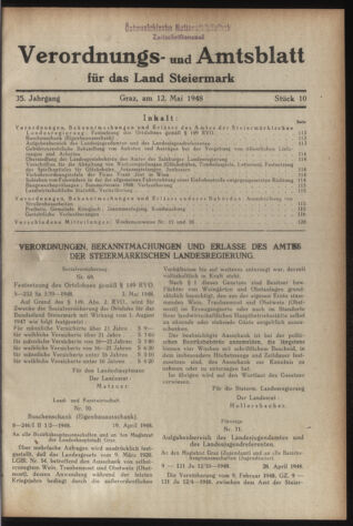 Verordnungsblatt der steiermärkischen Landesregierung 19480512 Seite: 1