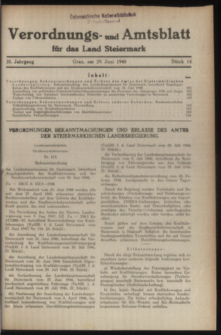 Verordnungsblatt der steiermärkischen Landesregierung 19480629 Seite: 1