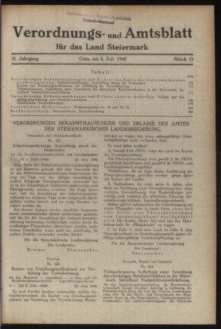 Verordnungsblatt der steiermärkischen Landesregierung 19480708 Seite: 1