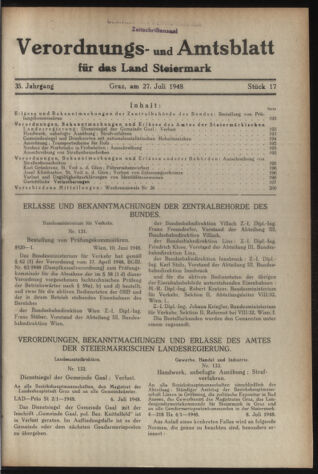 Verordnungsblatt der steiermärkischen Landesregierung 19480727 Seite: 1