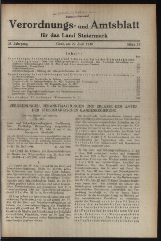 Verordnungsblatt der steiermärkischen Landesregierung 19480729 Seite: 1