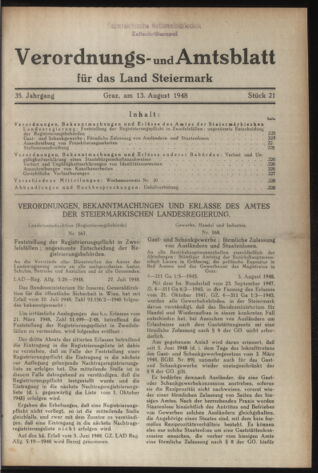 Verordnungsblatt der steiermärkischen Landesregierung 19480813 Seite: 1