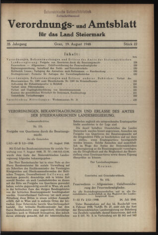 Verordnungsblatt der steiermärkischen Landesregierung 19480819 Seite: 1