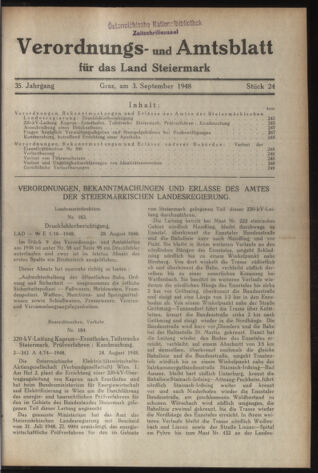 Verordnungsblatt der steiermärkischen Landesregierung 19480903 Seite: 1