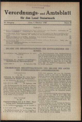 Verordnungsblatt der steiermärkischen Landesregierung 19481007 Seite: 1