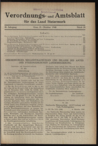 Verordnungsblatt der steiermärkischen Landesregierung 19481021 Seite: 1