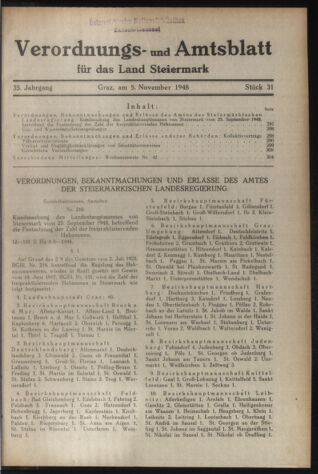 Verordnungsblatt der steiermärkischen Landesregierung 19481105 Seite: 1