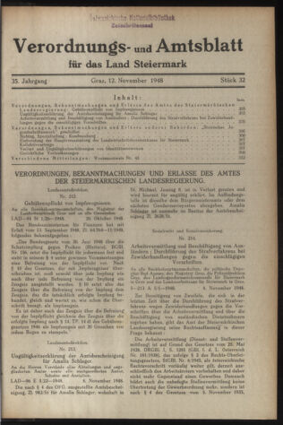 Verordnungsblatt der steiermärkischen Landesregierung 19481112 Seite: 1