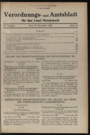 Verordnungsblatt der steiermärkischen Landesregierung 19481119 Seite: 1