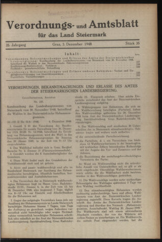 Verordnungsblatt der steiermärkischen Landesregierung 19481203 Seite: 1