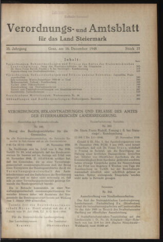 Verordnungsblatt der steiermärkischen Landesregierung 19481216 Seite: 1