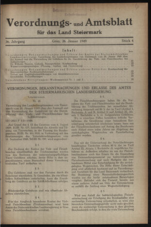 Verordnungsblatt der steiermärkischen Landesregierung 19490126 Seite: 1