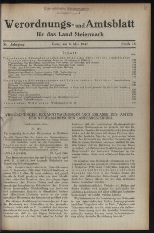 Verordnungsblatt der steiermärkischen Landesregierung 19490506 Seite: 1