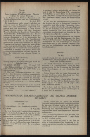 Verordnungsblatt der steiermärkischen Landesregierung 19490513 Seite: 3