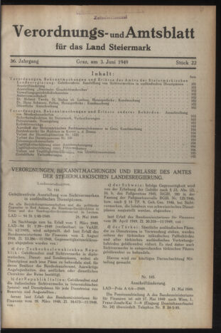 Verordnungsblatt der steiermärkischen Landesregierung 19490603 Seite: 1