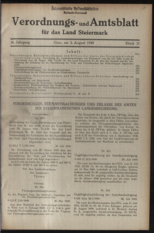 Verordnungsblatt der steiermärkischen Landesregierung 19490805 Seite: 1