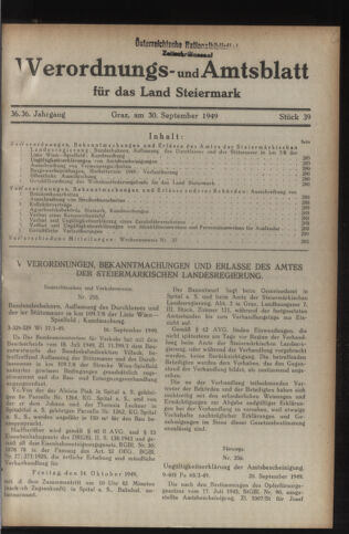 Verordnungsblatt der steiermärkischen Landesregierung 19490930 Seite: 1