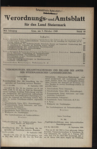 Verordnungsblatt der steiermärkischen Landesregierung 19491007 Seite: 1