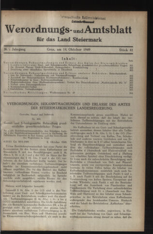 Verordnungsblatt der steiermärkischen Landesregierung 19491014 Seite: 1