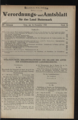 Verordnungsblatt der steiermärkischen Landesregierung 19491216 Seite: 1