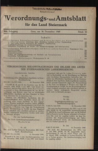 Verordnungsblatt der steiermärkischen Landesregierung 19491230 Seite: 1